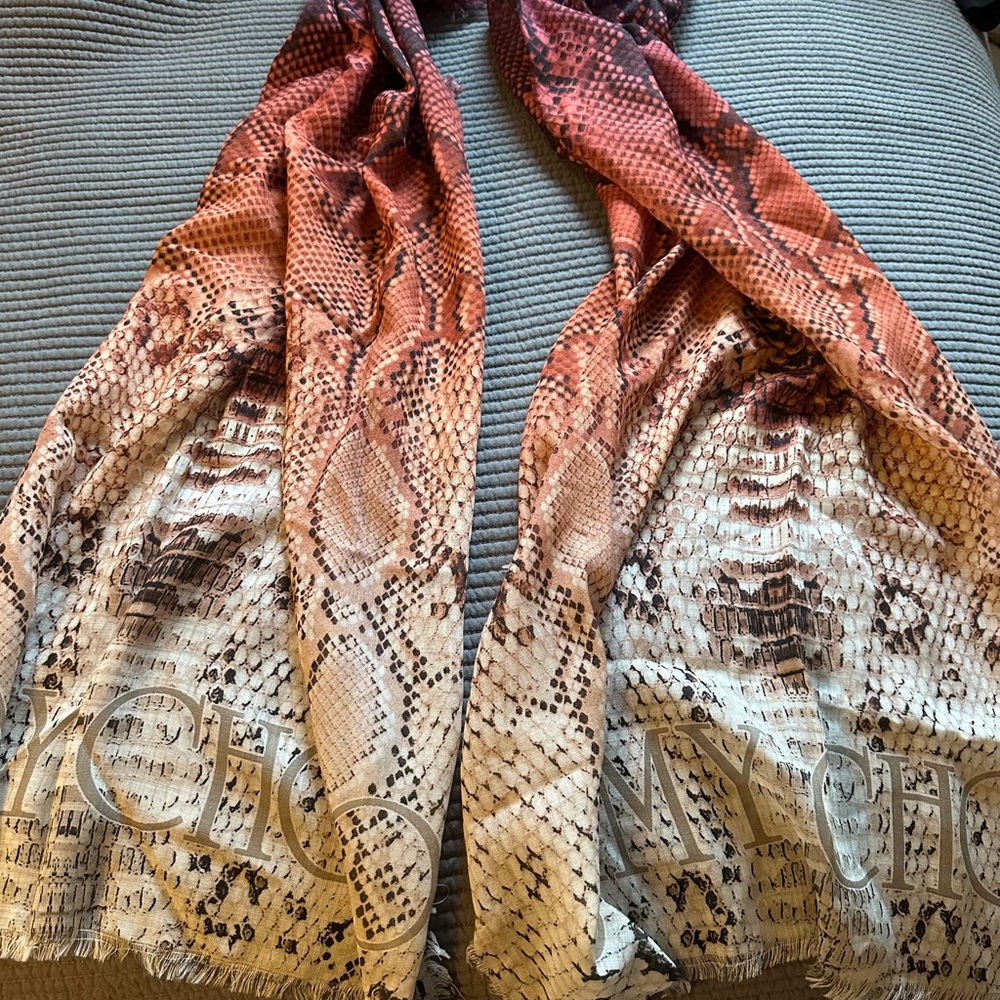 Jimmy Choo Snake Print Brown Ombre Scarf